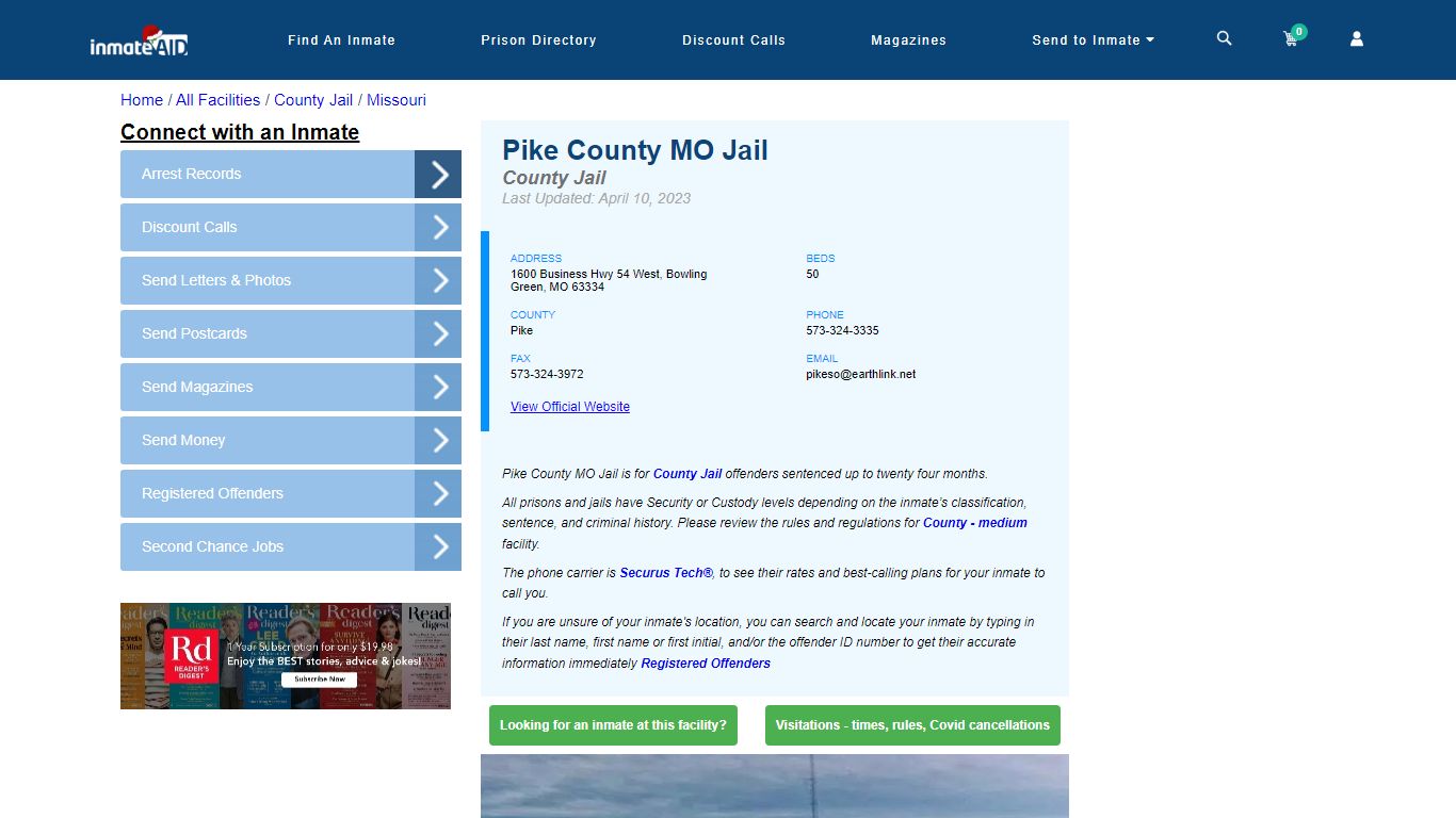 Pike County MO Jail - Inmate Locator - Bowling Green, MO